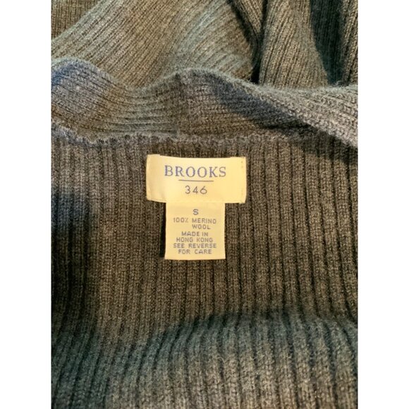 Brooks 346 Gray Rib Knit 100% Merino Wool Open Front Cardigan, Size S - Picture 5 of 5
